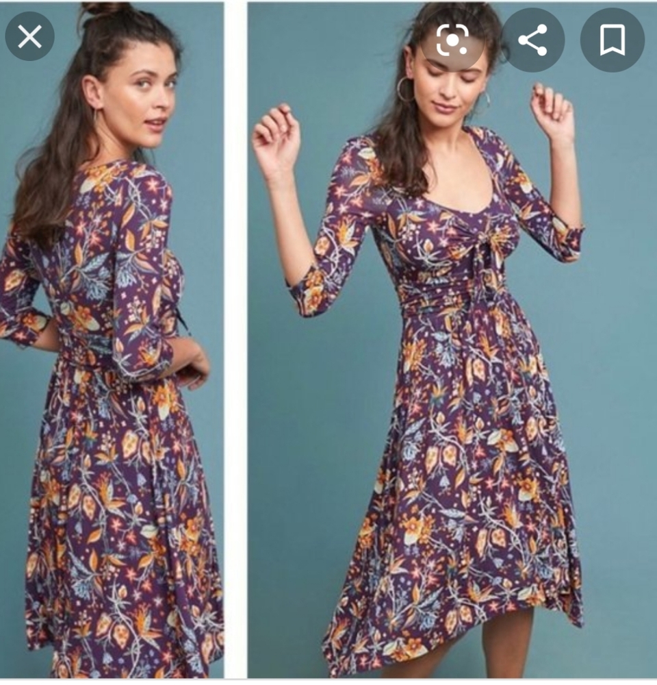 Anthropologie Maeve Floral tie front midi dress